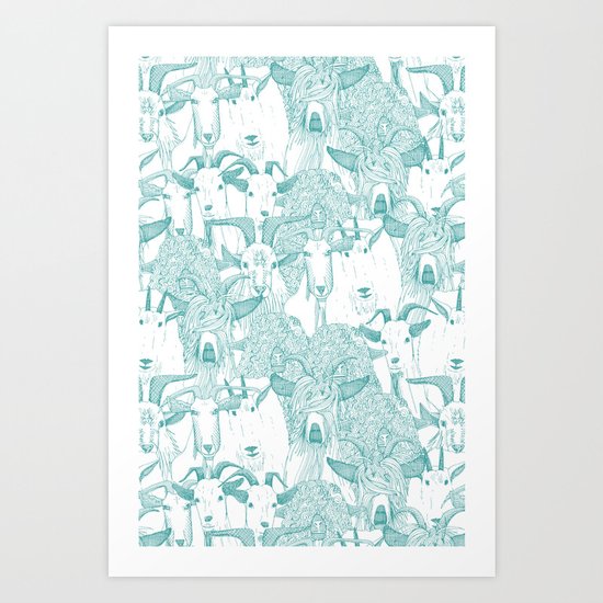 just goats teal Art Print