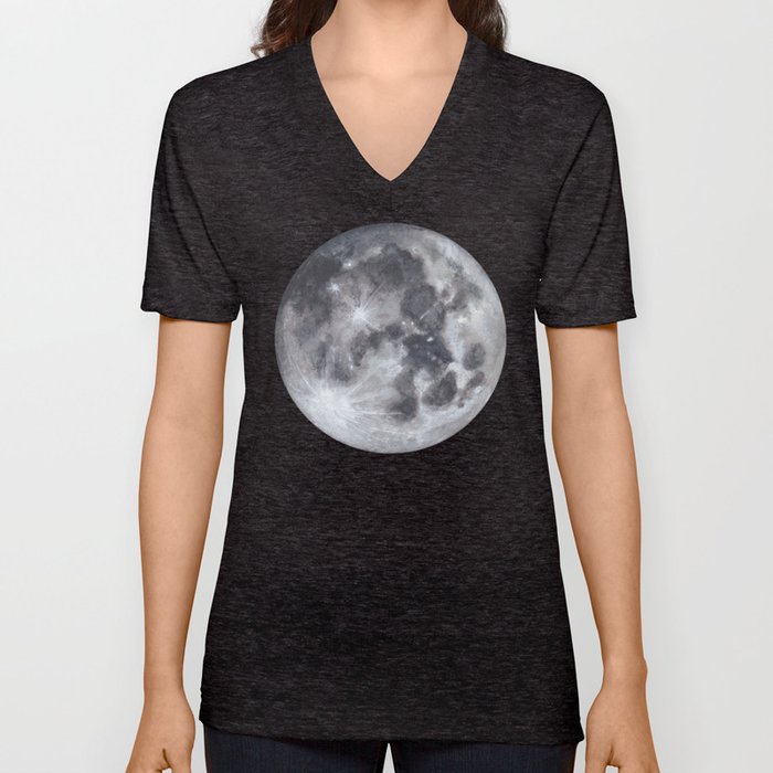 Full Moon Watercolour V Neck T Shirt