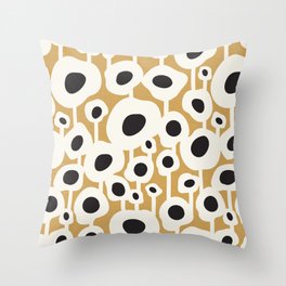 Poppy Dot - Retro Floral Gold Throw Pillow