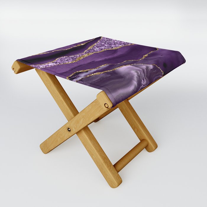 Agate Glitter Ocean Texture 01 Folding Stool