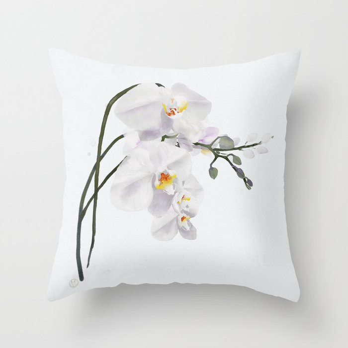 White Orchids Throw Pillow