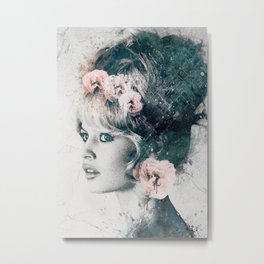 Brigitte Bardot with flowers Metal Print