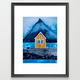 Norway Lofoten Oranges House Framed Art Print