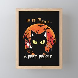 Social Distancing Halloween Cat Coronavirus Framed Mini Art Print
