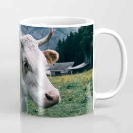 Switzerland Photography - Cow Eating Grass On The Swiss Green Fields Coffee Mug