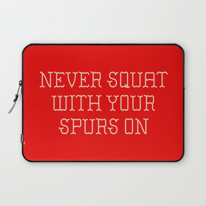 Cautious Squatting, Red and White Laptop Sleeve