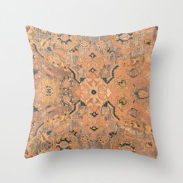 Persian Motif IV // 17th Century Ornate Rose Gold Silver Royal Blue Yellow Flowery Accent Rug Patter Throw Pillow
