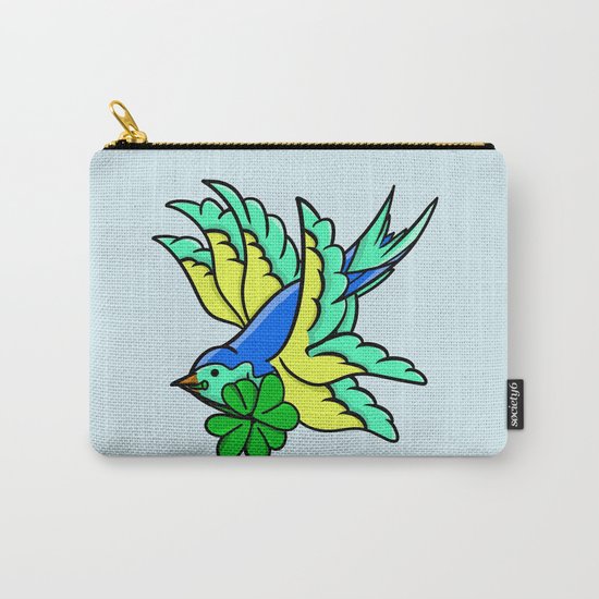 Swallow With Lucky Four Leaf Clover Carry-All Pouch
