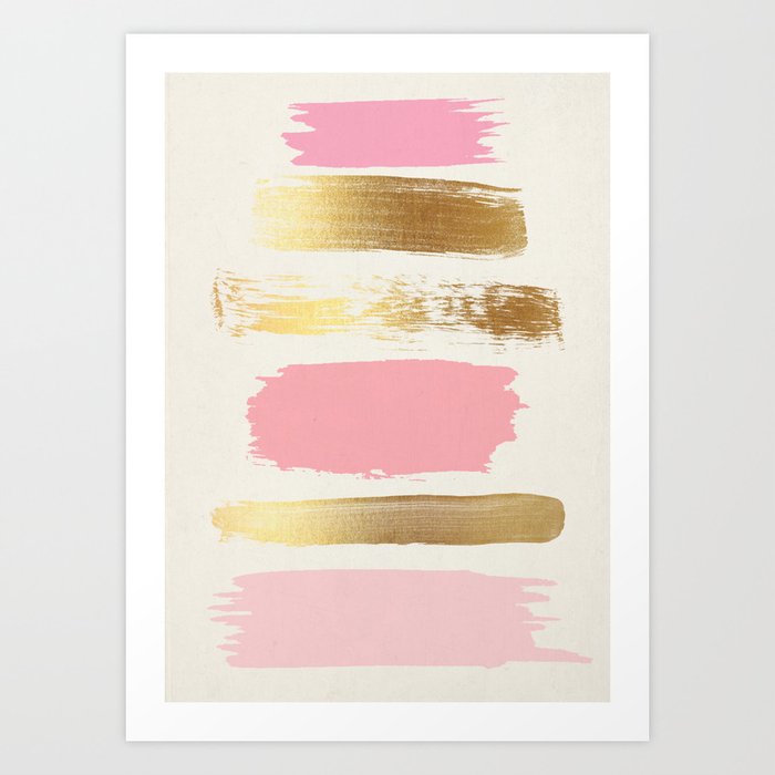 Brush Strokes (Rose/Gold) Art Print