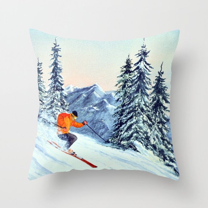 Skiing The Clear Leader Throw Pillow