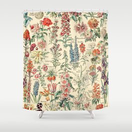 Vintage Floral Drawings // Fleurs by Adolphe Millot XL 19th Century Science Textbook Artwork Shower Curtain