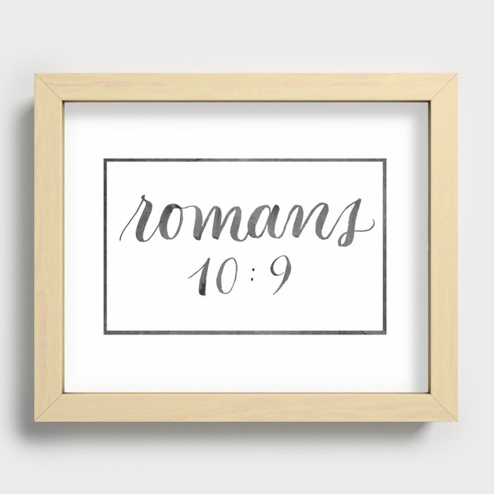 Bible Verse Art - Romans 10:9 Recessed Framed Print