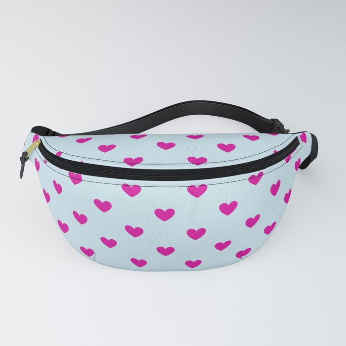 Hearts All Over - fuchsia on light blue Fanny Pack