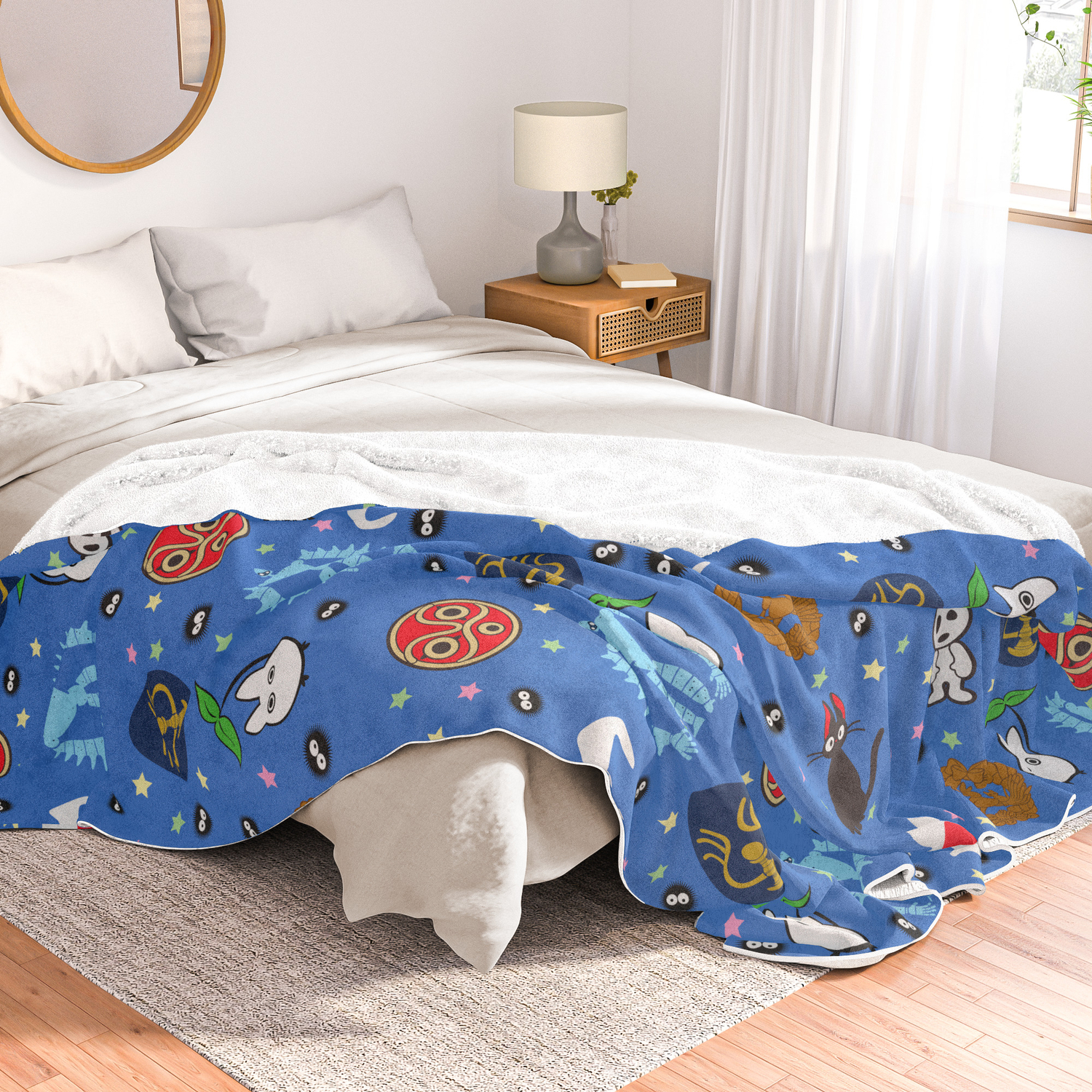 Anime Manga Ghibli Inspired Cute Cheerful Creatures Throw Blanket