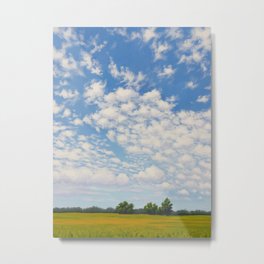 Puffy Clouds Peaceful Landscape Metal Print