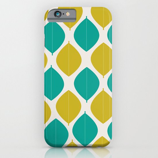 TEAL AND GREEN LEAVES iPhone & iPod Case