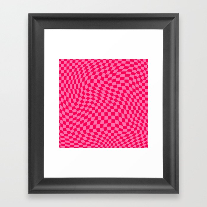 Pink on Pink Checkered Swirled Wrap Framed Art Print