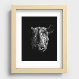 Black Rhino Head Recessed Framed Print