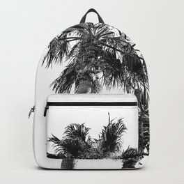 Big Sur Palms | Black and White Palm Trees California Summer Sky Beach Surfing Botanical Photography Backpack