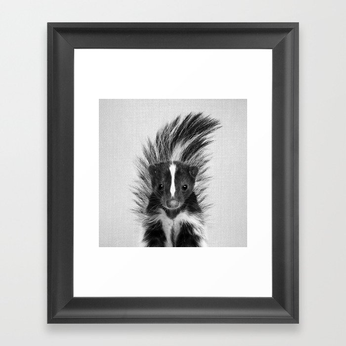 Skunk - Black & White Framed Art Print