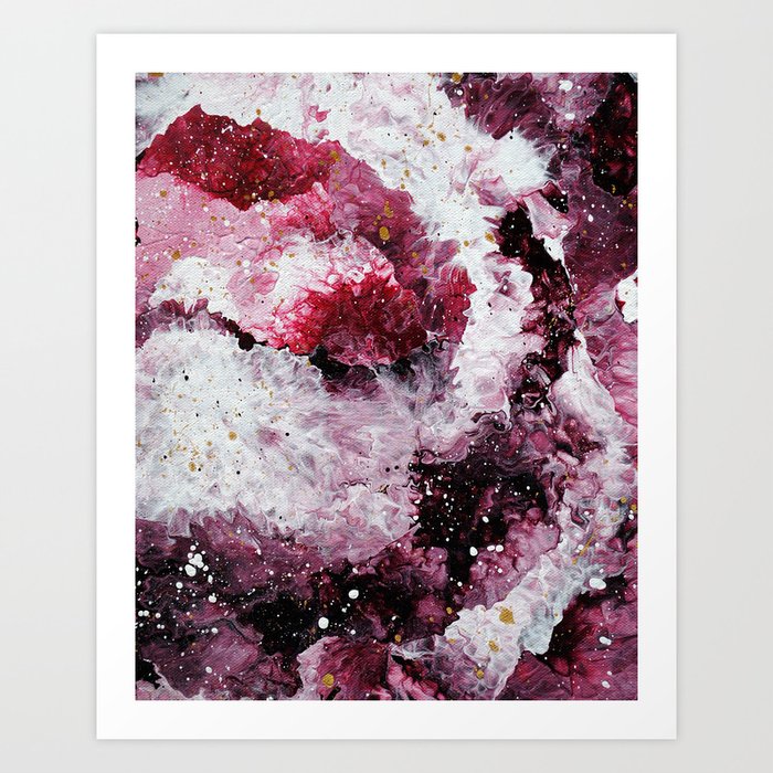 Maroon And White Abstract Painting Art Print By Nikkihoffs Society6