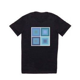 Phoebe - Colorful Minimal Classic Geometric 90s Square Art Design Pattern in Blue  T Shirt
