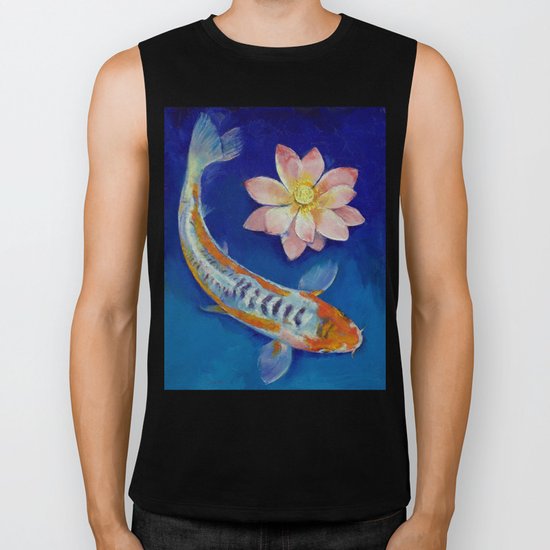 Koi Fish and Lotus Biker Tank