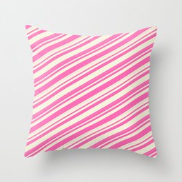 [ Thumbnail: Hot Pink & Beige Colored Lines Pattern Throw Pillow ]
