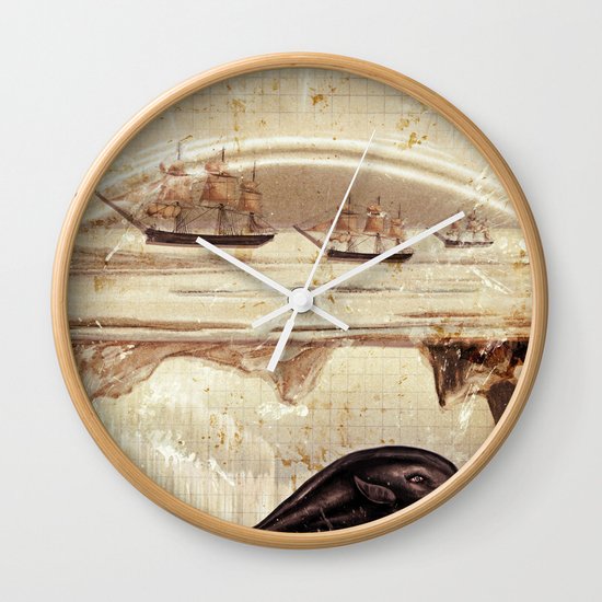 paper II :: whales/ships (red) Wall Clock