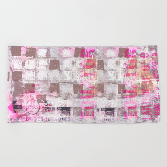 Abstract grunge Squares pating with typography Beach Towel