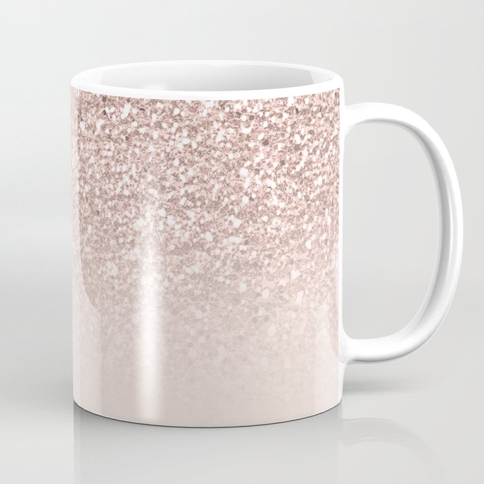 Modern sparkles rose gold ombre sequins glitter fancy girly blush pink Coffee Mug