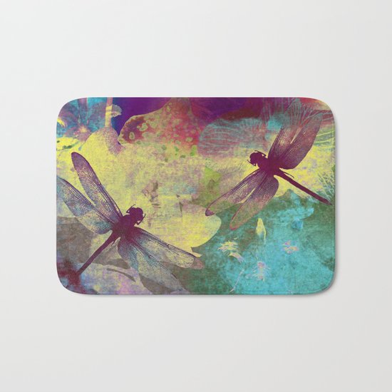 Painting Orchids and Dragonflies Bath Mat
