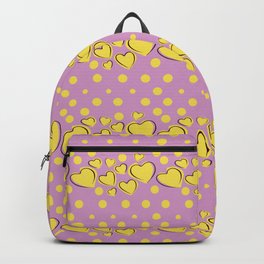 Orchid Pink And Yellow Heart Polka Dots,Pink And Yellow Heart Pattern,Pink And Yellow Polka Dot Back Ground,Pink And Yellow Abstract,Pink And Yellow Valentines Heart Pattern. Backpack