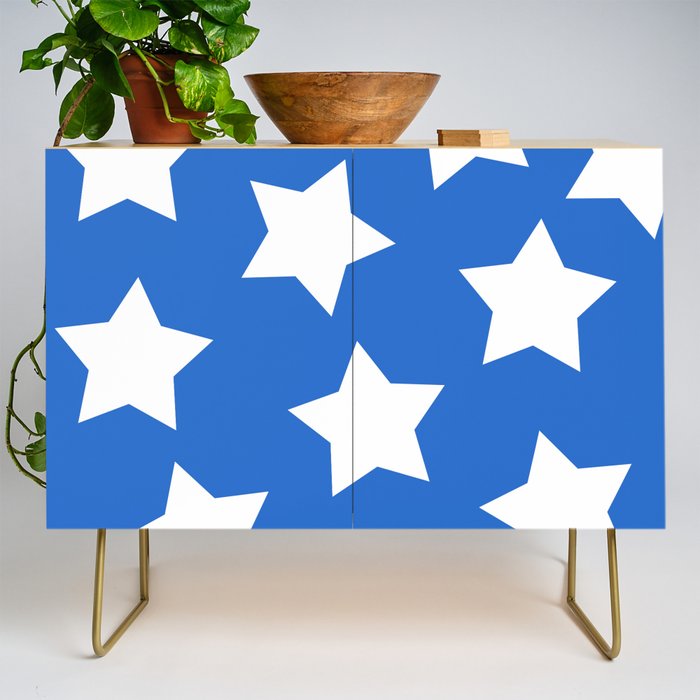 Cheerful Blue Star Print Credenza