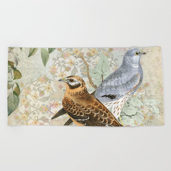 Vintage birds Beach Towel