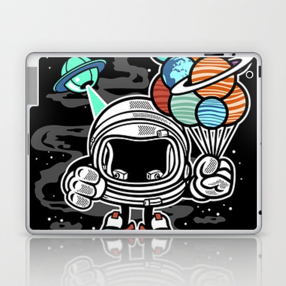 Astronaut with Planet Balloons Laptop & iPad Skin