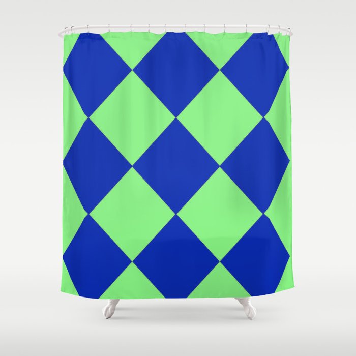 DIAMOND PATTERN blue and green deco Shower Curtain