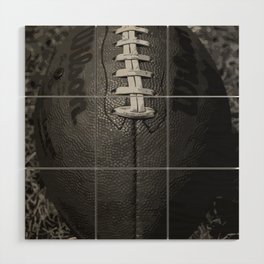 Big American Football - black &white Wood Wall Art