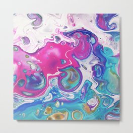 Colorful acrylic marble flowing swirls Metal Print