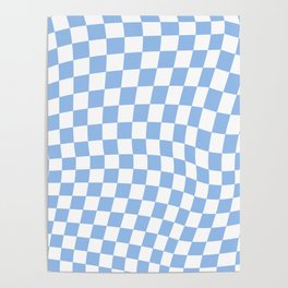 Baby Blue Warped Check Poster