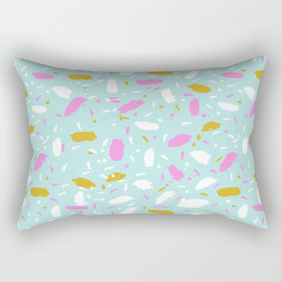 Terrazo mint pastel pink cute trendy modern abstract art painting painterly boho dorm college Rectangular Pillow
