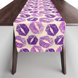 Pattern Lips in Purple Lipstick Table Runner