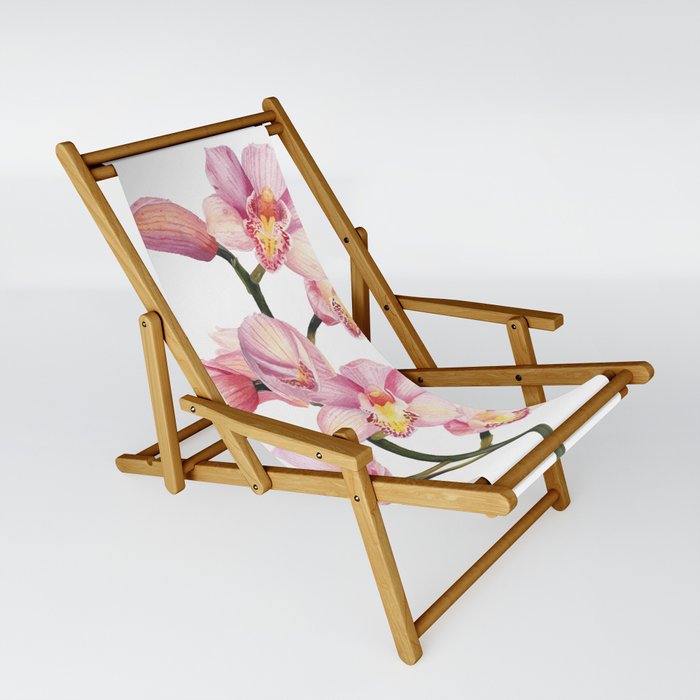 The Orchid, A Realistic Botanical Watercolor Painting Sling Chair