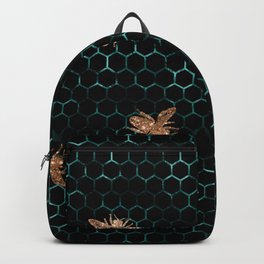 IMPRESSIVE VINTAGE PATTERN HONEY BEES Backpack | Beepattern, Vintage, Insects, Busy, Beequeen, Bees, Tealhoneycomb, Bee, Honeycombs, Graphicdesign 