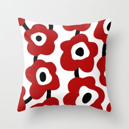 Abstract floral blossom in red Throw Pillow