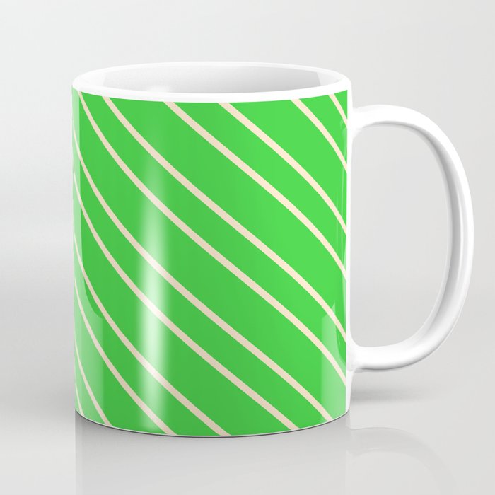 Lime Green & Bisque Colored Stripes Pattern Coffee Mug