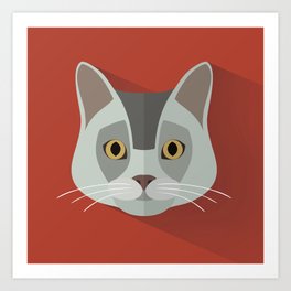 Cat Portrait Art Print | Graphicdesign, Cute, Digital, Sticker, Cat, Portrait 
