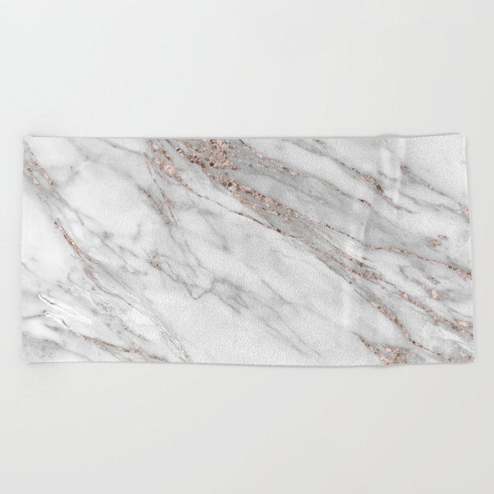 Pink Rose Gold Blush Metallic Glitter Foil On Gray Marble