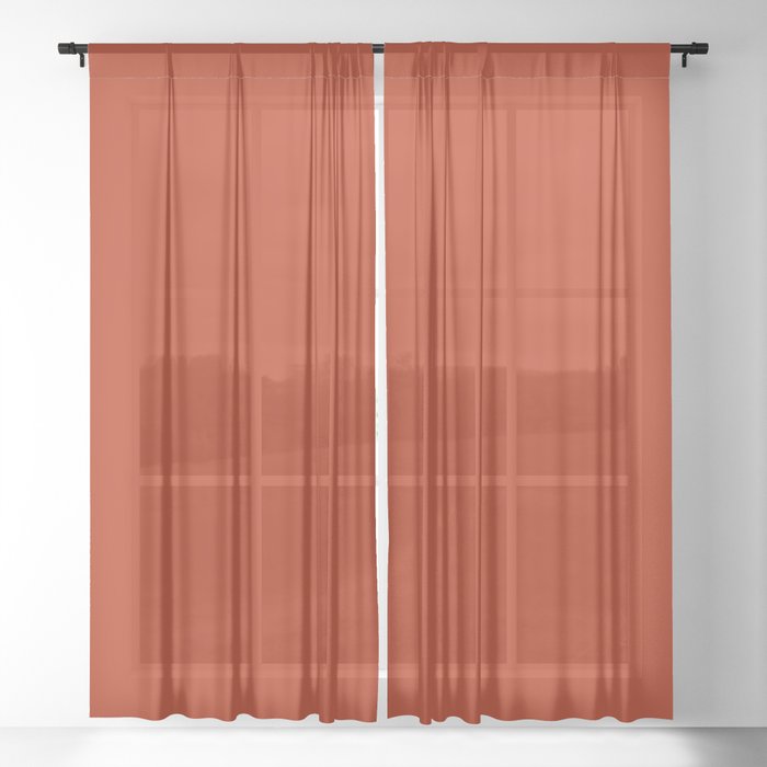 Colors of Autumn Copper Orange Solid Color - Dark Orange Red Accent Shade / Hue / All One Colour Sheer Curtain
