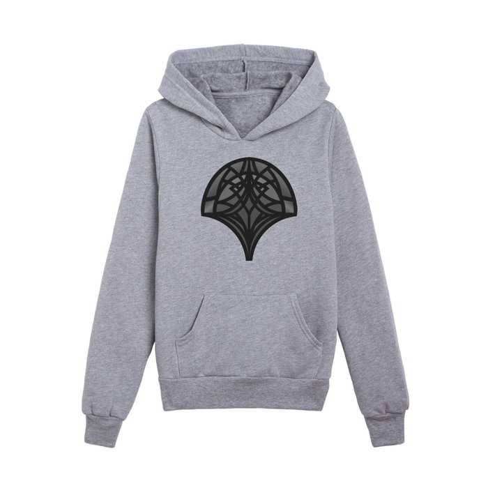 Dark Grey Art Deco Pattern Kids Pullover Hoodie